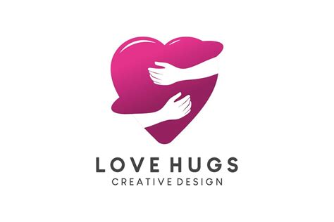 Hands Logo Hugging Love Heart Romantic Vector Illustration Valentin