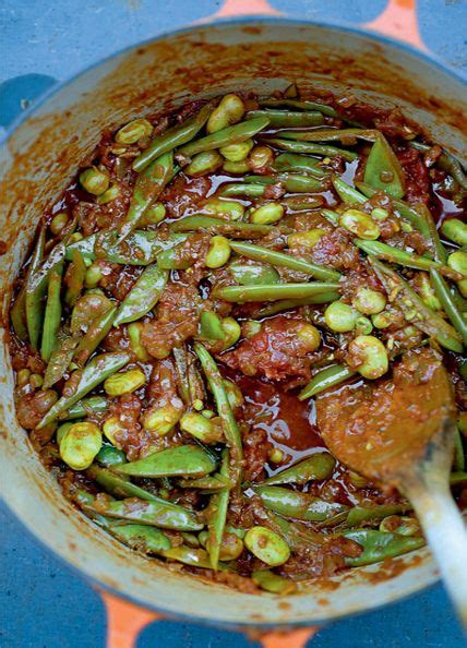 Mixed beans with many spices and lovage from Plenty by Yotam Ottolenghi 