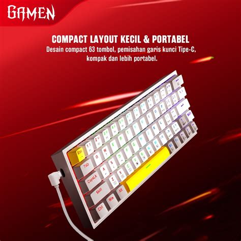 Jual GAMEN Titan 5 Keyboard Gaming Mechanical 60 Layout RGB Light Hot Swappable Full Key Anti