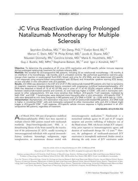 (PDF) Pathogenesis of JC virus reactivation during natalizumab treatment