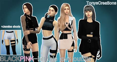 BLACKPINK-kill this love outfits (Sims 4 cc) by TonysCreations on ...