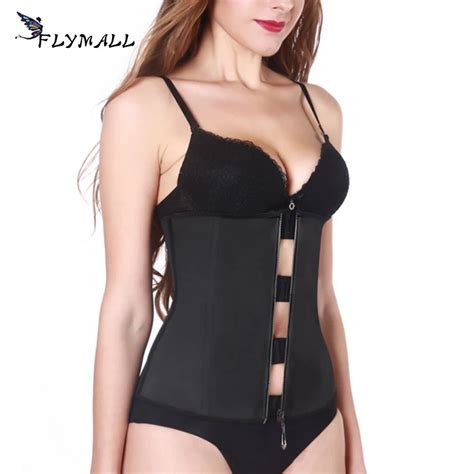 Flymall Plus Size Hook Zipper Rubber Latex Waist Trainer Sexy Corsets