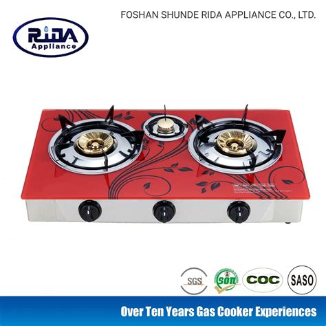 India Model 3 Burner Glass Top Cooktop Gas Cooker Gas Stove Kitchen