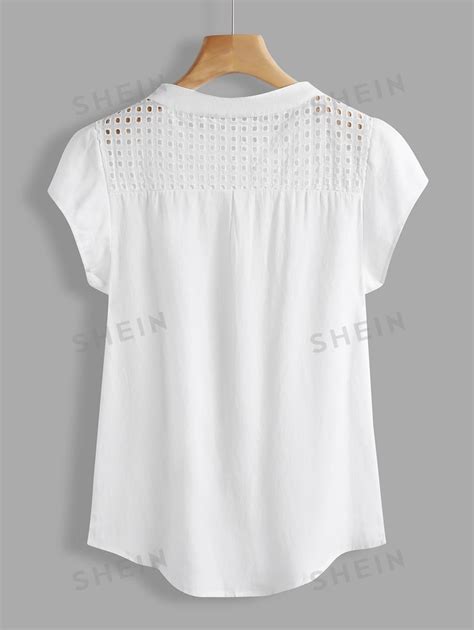 Shein Lune Blusa De Bordado Con Panel Moda De Mujer Shein M Xico