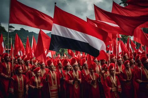 Un Grupo De Personas Con Banderas Rojas Y Blancas Con La Palabra