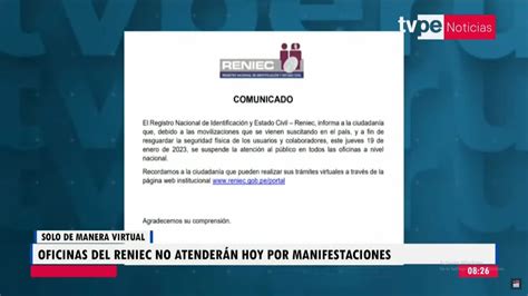 Reniec Suspende Atenci N Presencial Por Manifestaciones Youtube