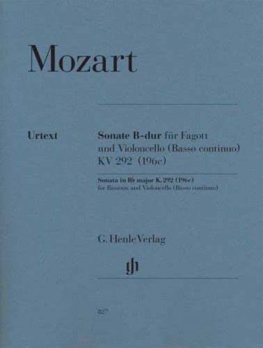 Wolfgang Amadeus Mozart Sonate B Dur Fur Fagott Und Violoncello Basso