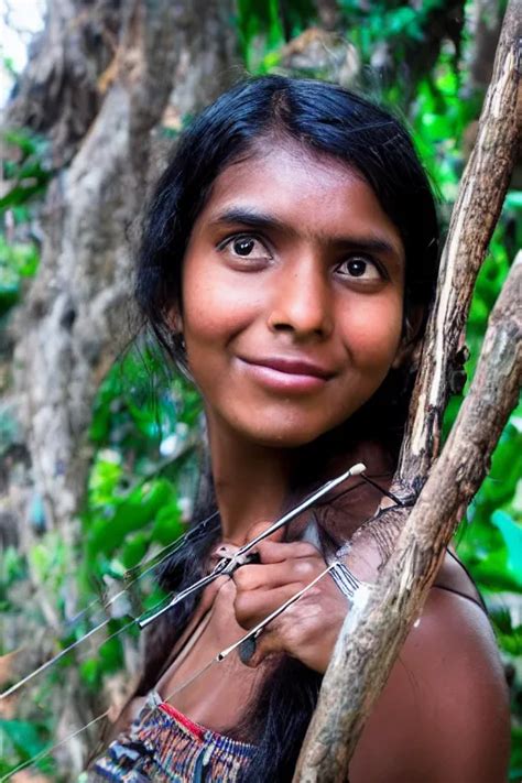 Krea A Professional Photo Of A Sri Lankan Jungle Girl Black Hair