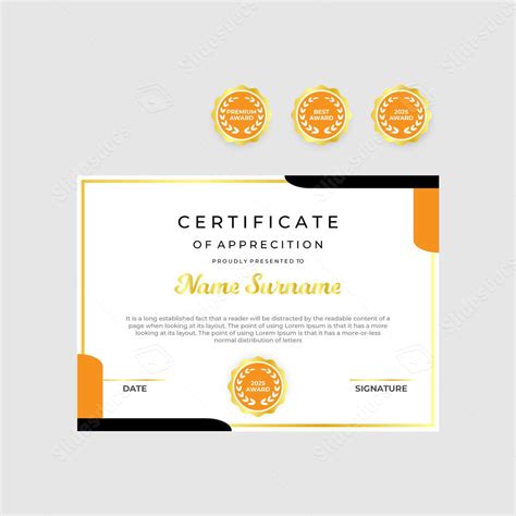 Golden Gold Certificate Recognition Certificates T Border Word