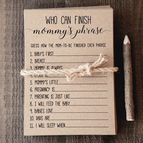 PRINTED Who Can Finish Mommy S Phrase Baby Shower Game Etsy