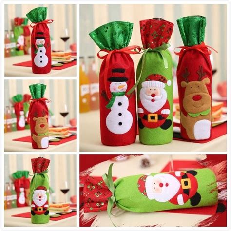 Christmas Decoration Santa Claus Snowman Paillette Wine Bottle Cover