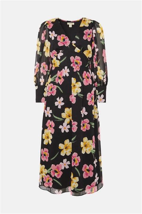 Dresses Floral Print Chiffon Midi Dress Oasis