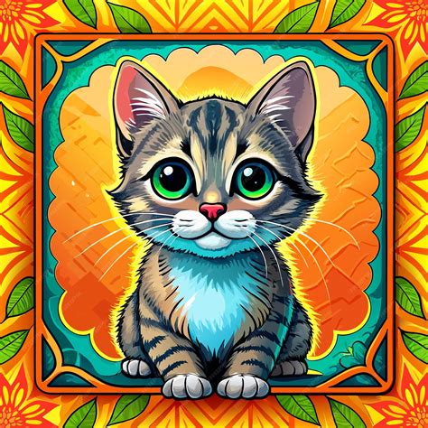 Premium Vector Cute Cats With Frame Banners Hand Drawn Mascot Cartoon