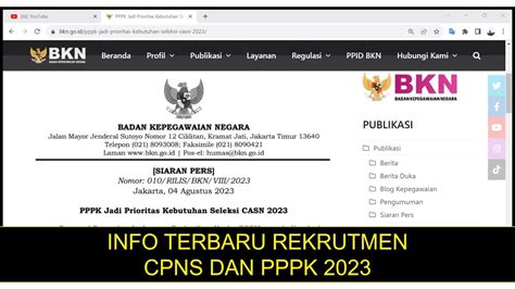 INFO TERBARU BKN RILIS SIARAN PERS TENTANG FORMASI CPNS DAN PPPK 2023