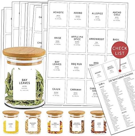 XOTAISM Spice Jar Labels Preprinted Minimalist Spice Labels Stickers