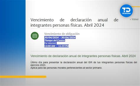 Declaración Anual 2024 Cuándo Se Hace Telediario México