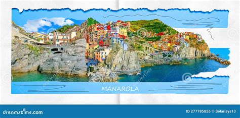 Colorful Traditional Houses On A Rock Over Mediterranean Sea Manarola