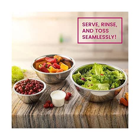 Finedine Stainless Steel Mixing Bowls Set For Kitchen Dishwasher Safe