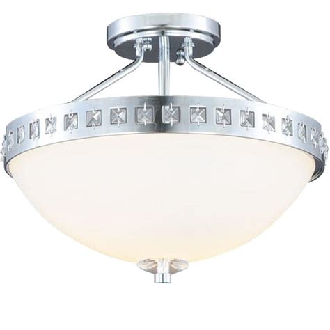 Hampton Bay 13 6 In 2 Light Polished Chrome Semi Flushmount With