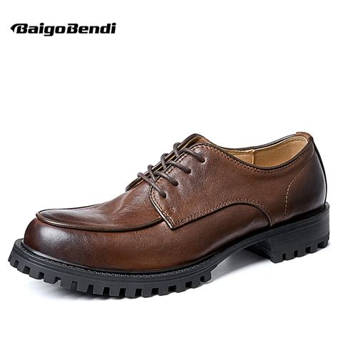 Sapato Casual De Couro Derby Masculino Oxfords Marrom Simples