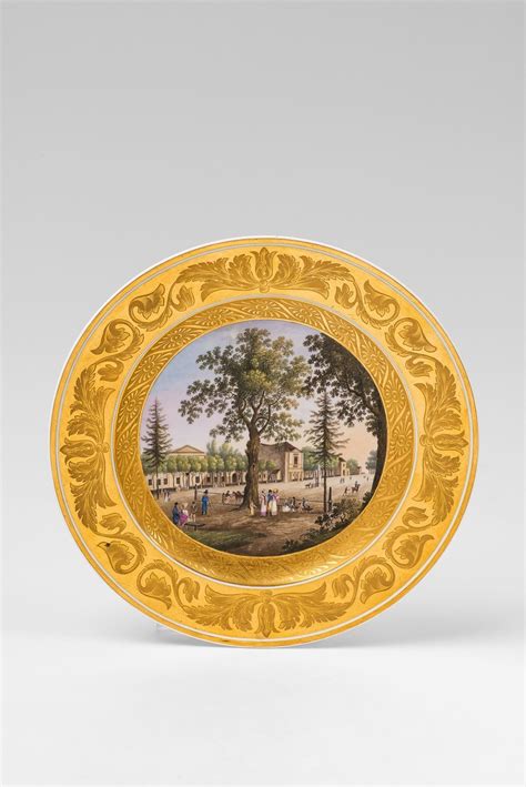 A Berlin KPM Porcelain Plate With A View Of The Zelte Near Berlin