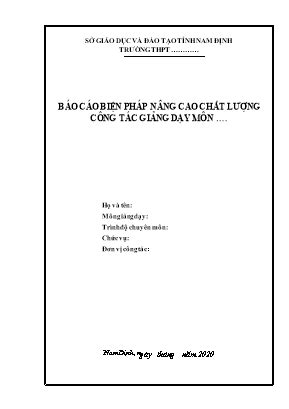 Mẫu Báo cáo Biện pháp nâng cao chất lượng công tác giảng dạy môn