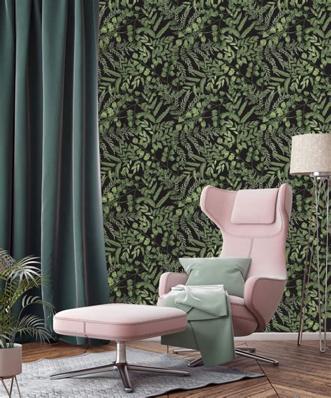 Dark Green Ferns Wallpaper – uniqstiq