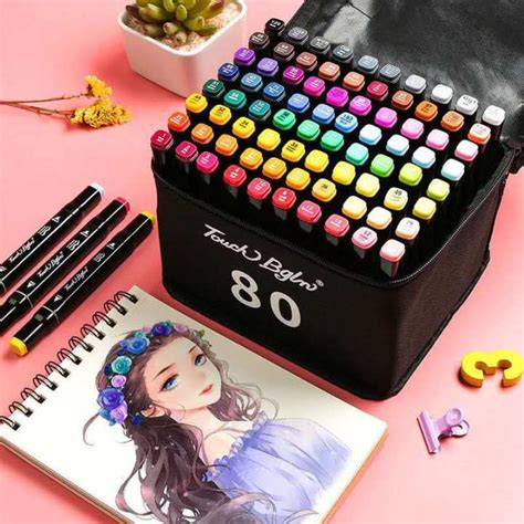 Spidol Touch Art Marker 24 Warna / Spidol Dual Side Fine Art Brush Pen Art Marker Set 24 Color ...