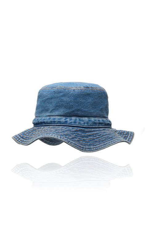 Ganni Washed Denim Bucket Hat In Blue Lyst