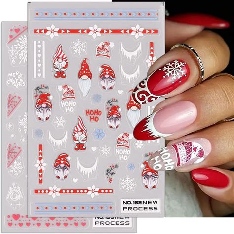 Amazon Christmas Nail Art Stickers Decals 3D Tough Thin Scrub Self