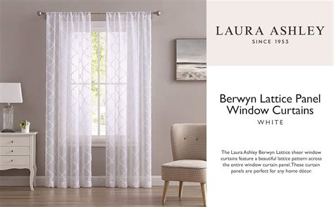 Amazon Laura Ashley Berwyn Lattice Sheer Curtains With Rod Pocket