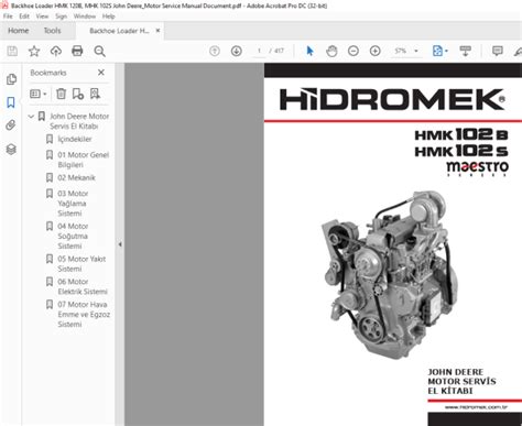 Hidromek Hmk B Hmk S John Deere Motor Serv S El K Tabi Pdf