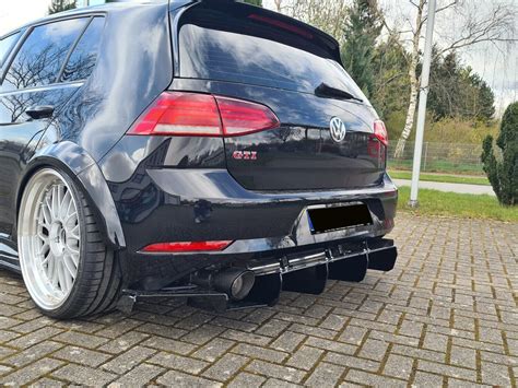 Performance Rear Bumper Diffuser Addon With Ribs Fins For VW Golf 7