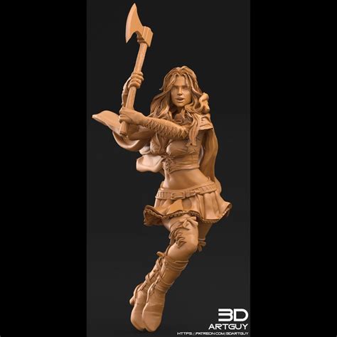 Pinup Human Sexy Female Fighter With Axe Pc Or Npc Mm Etsy