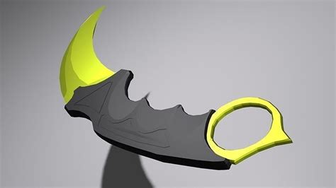 D Model Stylized Karambit Knife Weapon With Gold Pbr Low Poly Game