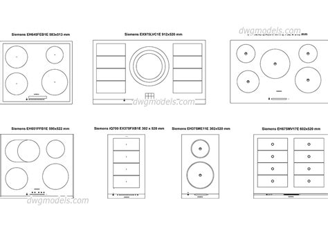 Induction Cooktops Dwg Cad Blocks Download
