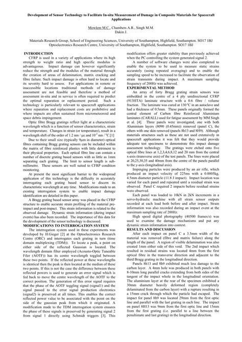 PDF Development Of Sensor Technology To Facilitate In Situ