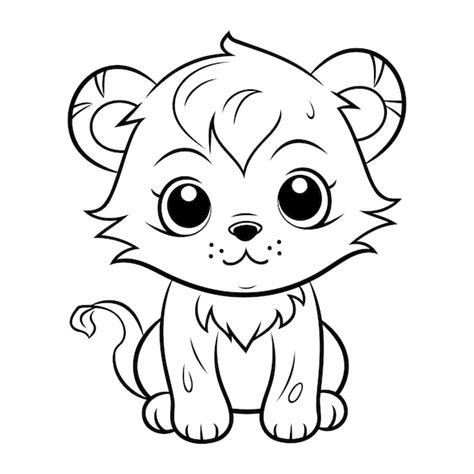 Premium Vector Coloring Page Outline Of Cute Cartoon Lion Vector