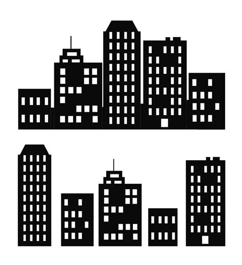 Superhero Buildings Block Clipart And Landscape Set Silhouette Etsy