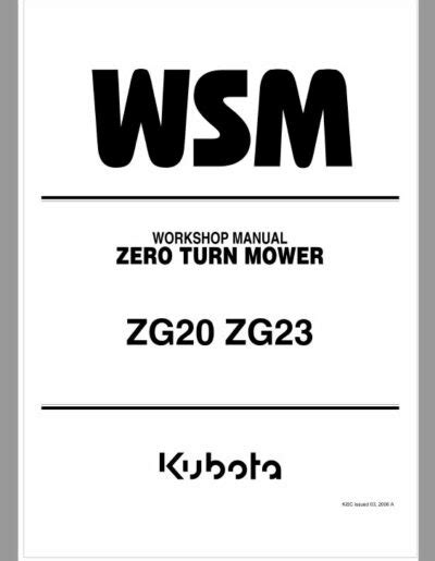 Kubota ZG20 ZG23 Zero Turn Mower Workshop Repair Manual