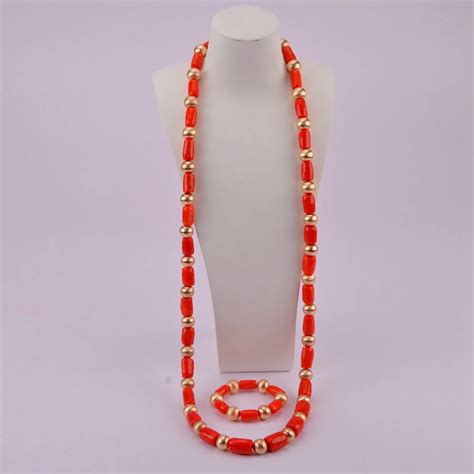 Nigerian Traditional Wedding Coral Beads Men Jewelry Set African Necklace Costume Jewelry Cjs15