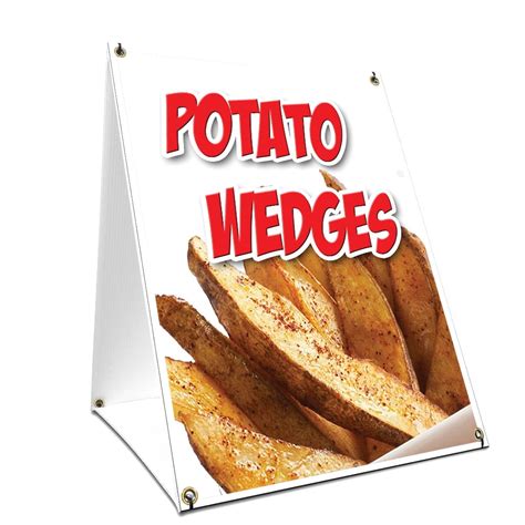 A Frame Sidewalk Potato Wedges Sign With Graphics On Each Side 24 X