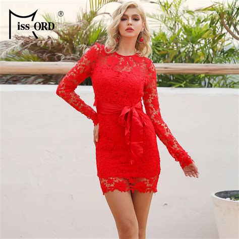 Missord 2021 Spring Summer Long Sleeve Lace Dress Women Backless Sexy