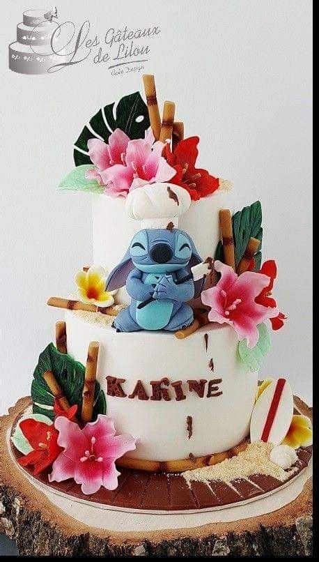 Pin By Mary On Bizcochos Lilo And Stitch Cake Birthday Party Cake Stitch Cake