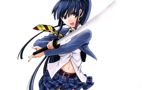 Wallpaper katana, tie, white background, schoolgirl, long hair, art, mini skirt, In Yemen ...