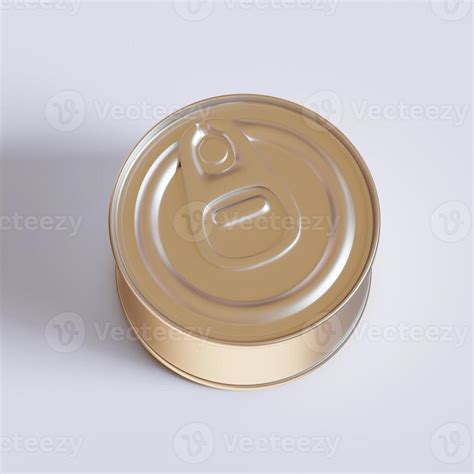 White Blank Tin Can Gold Metal Tin Can With Key Canned Food Isolated