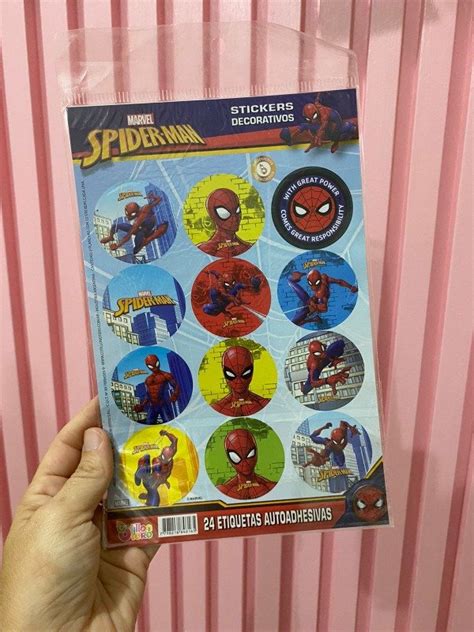 SPIDERMAN STICKERS AUTOADHESIVOS X 24 UNIDADES Bonete