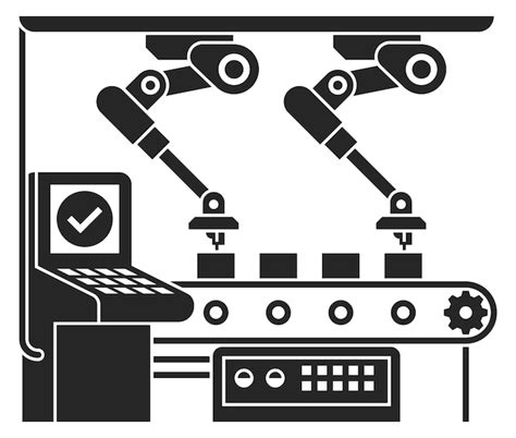 Fertigungsautomatisierung Schwarzes Symbol Industrielle Roboterarme Auf