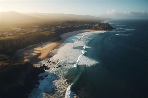 Premium Ai Image Aerial Perspective Of The Stunning Coastline And