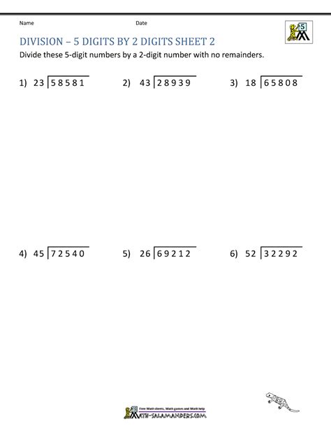 Long Division 4 Digit By 2 Digit Worksheet